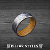 6mm Silver Whiskey Barrel Ring Womens Wedding Band Hammered Ring Wood Wedding Bands Womens Ring with Bourbon Barrel Inlay