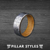 6mm Silver Whiskey Barrel Ring Womens Wedding Band Hammered Ring Wood Wedding Bands Womens Ring with Bourbon Barrel Inlay
