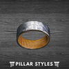 8mm Silver Whiskey Barrel Ring Mens Wedding Band Wood Ring Titanium Wedding Band Hammered Rings for Men