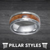Silver Hammered Ring Wood Wedding Band Mens Whiskey Barrel Ring Tungsten Mens Wedding Band with Wooden Inlay 8mm Bourbon Whisky Rings for Men
