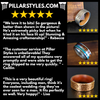Silver Whiskey Barrel Ring - Mens Tungsten Ring Whiskey Wood Wedding Band Bourbon Barrel Ring - Pillar Styles