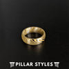 14K Gold Ring Damascus Steel Ring Mens Wedding Band - 6mm Damascus Ring Gold Wedding Band