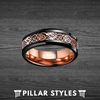 18K Rose Gold Ring Tungsten Wedding Band Celtic Ring Mens Wedding Band Viking Ring 8mm Unique Rose Gold Wedding Band for Men
