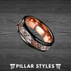 18K Rose Gold Ring Tungsten Wedding Band Celtic Ring Mens Wedding Band Viking Ring 8mm Unique Rose Gold Wedding Band for Men