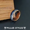 18K Rose Gold Lapis Lazuli Ring Arrow Meteorite Ring Mens Wedding Band Tungsten Ring - Pillar Styles