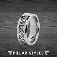 8mm/6mm Black Viking Ring Mens Wedding Band Tungsten Ring - Celtic Ring Unique Mens Ring