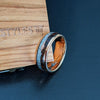 18K Rose Gold Meteorite Ring Tungsten Wedding Band Wood Ring - Rose Gold Wedding Band Mens Ring