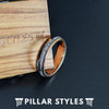 18K Rose Gold Wedding Band Tungsten Ring 6mm Thin Wood & Deer Antler Rings Womens Wedding Band Rose Gold Ring