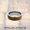 Whiskey Barrel Ring - Mens Wood Ring Tungsten Wedding Band - Pillar Styles