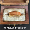 14K Gold Ring Mens Wedding Band Whiskey Barrel Ring - 8mm Yellow Gold Tungsten Ring with Wood Inlay