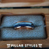 6mm Lapis Lazuli Ring Thin Rose Gold Wedding Bands Womens Meteorite Ring - Tungsten Arrow Ring - Pillar Styles