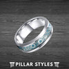 Gear Ring Mens Wedding Band Carbon Fiber Ring - Blue Steampunk Ring Silver Tungsten Rings for Men