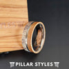 Gunmetal Whiskey Barrel Ring Titanium Mens Wedding Band Deer Antler Ring - 8mm Unique Wood Ring