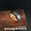 Gunmetal Rose Gold Ring Mens Wedding Band Tungsten Ring - Dark Silver Wedding Rings for Men
