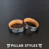 6mm Hammered Ring Whiskey Barrel Wedding Band Titanium Ring Mens Wedding Band Wood Ring Black Bourbon Barrel Rings for Men