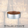 Whiskey Barrel Wood Ring Silver Tungsten Wedding Band - Pillar Styles