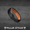 Black Mens Wedding Band Whiskey Barrel Ring 6mm Tungsten Ring Wood Wedding Band Mens Ring - Pillar Styles