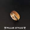 Whiskey Barrel Ring Mens Wedding Band Rose Gold Ring - Bourbon Barrel Tungsten Rings for Men