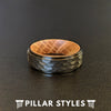 Black Whiskey Barrel Ring Mens Wedding Band Hammered Ring with Step Edges Tungsten Ring - Pillar Styles