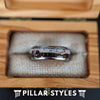 Zebra Wood Ring Mens Wedding Band Antler Ring with Arrow Inlay - Silver Tungsten Rings for Men
