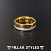 14K Gold Ring Hawaiian Koa Wood Ring Mens Wedding Band Tungsten Deer Antler Ring with Arrow Inlay Rustic Mens Ring Sizes 6-16