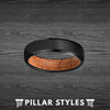 Black Mens Wedding Band Whiskey Barrel Ring 6mm Tungsten Ring Wood Wedding Band Mens Ring - Pillar Styles