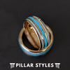 14K Rose Gold Ring with Turquoise & Antler Inlay Mens Wedding Band - Pillar Styles