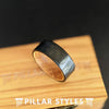 Black Whiskey Barrel Ring Hammered Wedding Band Mens Ring - 8mm Bourbon Barrel Ring Titanium Wedding Band with Wood Inlay