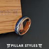 6mm Lapis Lazuli Ring Thin Rose Gold Wedding Bands Womens Meteorite Ring - Tungsten Arrow Ring - Pillar Styles