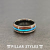 Black Opal Ring Tungsten Wedding Band Mens Ring, 8mm Antler & Koa Wood Ring Mens Wedding Band - Pillar Styles