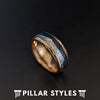 18K Rose Gold Lapis Lazuli Ring Arrow Meteorite Ring Mens Wedding Band Tungsten Ring - Pillar Styles