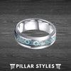 Gear Ring Mens Wedding Band Carbon Fiber Ring - Blue Steampunk Ring Silver Tungsten Rings for Men