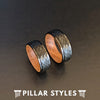 Black Whiskey Barrel Ring Mens Wedding Band Hammered Ring with Step Edges Tungsten Ring - Pillar Styles