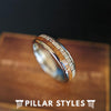 Antler & Whiskey Barrel Ring Mens Wedding Band Nature Ring 6mm Unique Wood Ring for Men - Pillar Styles