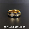 14K Gold Ring Mens Wedding Band Viking Ring - Black & Yellow Gold Wedding Band Celtic Ring