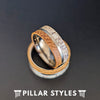 Gunmetal Whiskey Barrel Ring Titanium Mens Wedding Band Deer Antler Ring - 8mm Unique Wood Ring