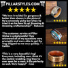 Black Whiskey Barrel Ring Mens Wedding Band Tungsten Ring Offset Inlay - Pillar Styles