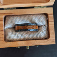 Black Tungsten Whiskey Barrel Ring Hammered Wedding Band Mens Ring - 8mm Bourbon Wood Ring
