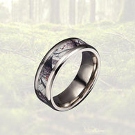 Brown Oak Camo Titanium Ring 6/8mm Mens Wedding Band