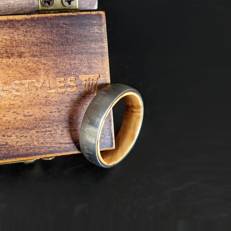 6mm Wood Ring Tungsten Wedding Band Womens Ring - Forest Tree Ring Mens Wedding Band Tungsten Ring