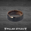 Mens Wedding Band Black Tungsten Ring & Mahogany Wood Inlay