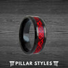 8mm Red Tungsten Viking Ring Celtic Wedding Bands - Pillar Styles