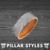 Silver Whiskey Barrel Ring Titanium Wedding Bands Hammered Ring 6mm Thin Bourbon Barrel Wood Rings Mens Wedding Band Couples Ring Set