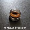 Damascus Ring with Whiskey Barrel Wood Inlay - Whiskey Barrel Rings for Men Damascus Steel Ring - Pillar Styles