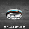 Deer Antler Ring Tungsten Ring with Turquoise & Koa Wood Wedding Band - Pillar Styles