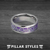 Purple Steampunk Ring Tungsten Wedding Band - Carbon Fiber Ring Gearhead Mechanical Ring - Pillar Styles