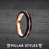 Black Tungsten Wedding Bands Womens Ring 4mm Rose Gold Ring - Pillar Styles