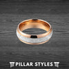 Unique Meteorite Ring Mens Wedding Band Tungsten Rose Gold Ring - Pillar Styles