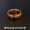 18K Rose Gold Ring Tungsten Meteorite Ring with Koa Wood Inlay - Wood Wedding Bands Mens Ring - Meteorite Ring Set - Pillar Styles