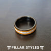 Whiskey Barrel Ring Mens Wedding Band - Deer Antler Ring & Bourbon Barrel Wood Ring - Pillar Styles